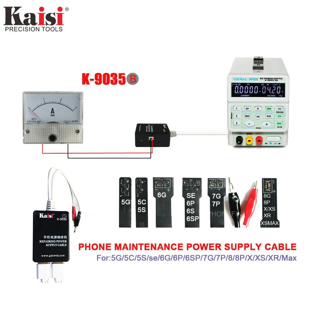 

Kaisi K-9035B Power Supply Cable With Multimeter for iPhone5S 6 6S 7 8 X MAX XR Series use for iPhone Repair Tools