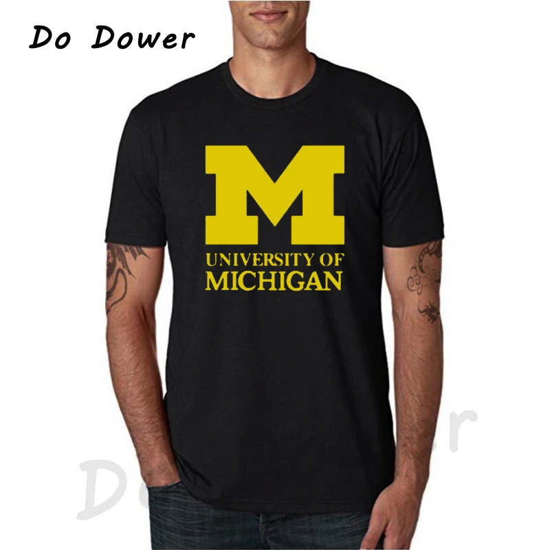 

Spring&Summer New Michigan University College Printed T-shirt Man Clothing Short Sleeve T Shirt Men's Sportswear Tees Top Tshirt