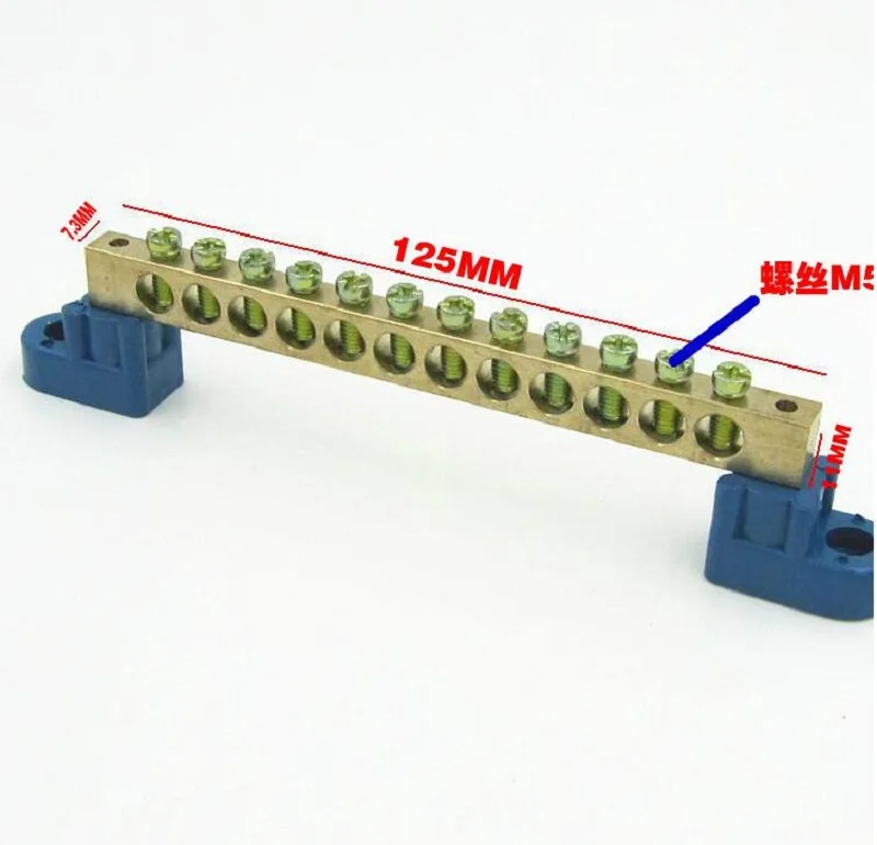 Медная проводка терминал 12 отверстие 12 бит медный разъем нулевая строка заземления провода терминалы X5