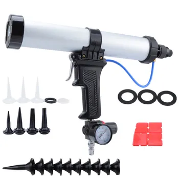Buy Free Shipping 400ml Pneumatic Glass Glue Gun Speed Adjustable Air Gluer Quick Air Exhaust Sausag Type Soft Package Glue Combo 2