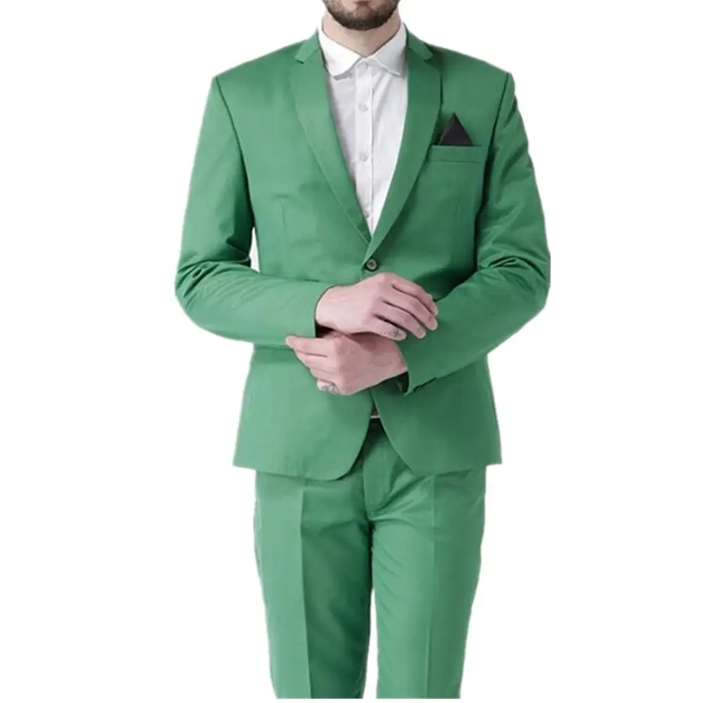 Elegant Green Wedding Men suit Notch Lapel Slim Fit Suits 2 Pieces Groomsmen Wedding Suits For Men Bridegroom(Jacket+Pants)