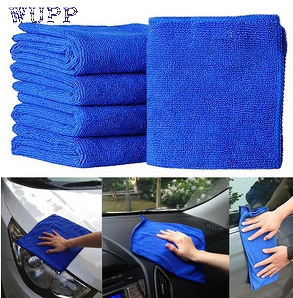 

New Practical 5Pcs Blue Soft Absorbent Wash Cloth Car Auto Care Microfiber