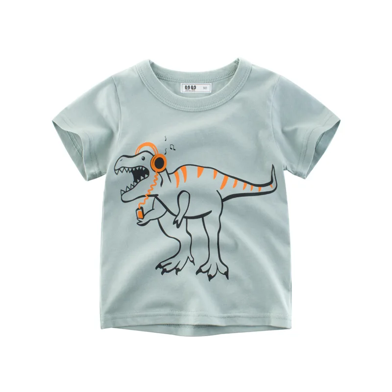 Летние футболки с принтом динозавра для мальчиков, одежда топы с короткими рукавами для детей возрастом от 2 до 8 лет, детские футболки с рисунками г., детский топ, наряд - Цвет: BY9203