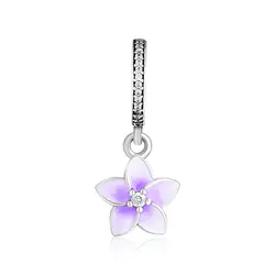 Fandola CKK 925 пробы-серебро-ювелирные изделия фиолетовая Магнолия цветение бисер цветок Подходит Пандора браслеты ожерелье, бледно-фиолетовый