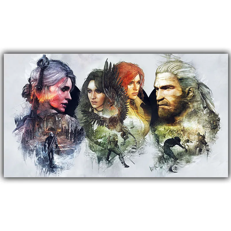 

Elegant Poetry Geralt The Witcher 3 Hunting Wild Game Hot Artistic Silk Fabric Poster Print 30x53 50x89 60x106cm Room Decor