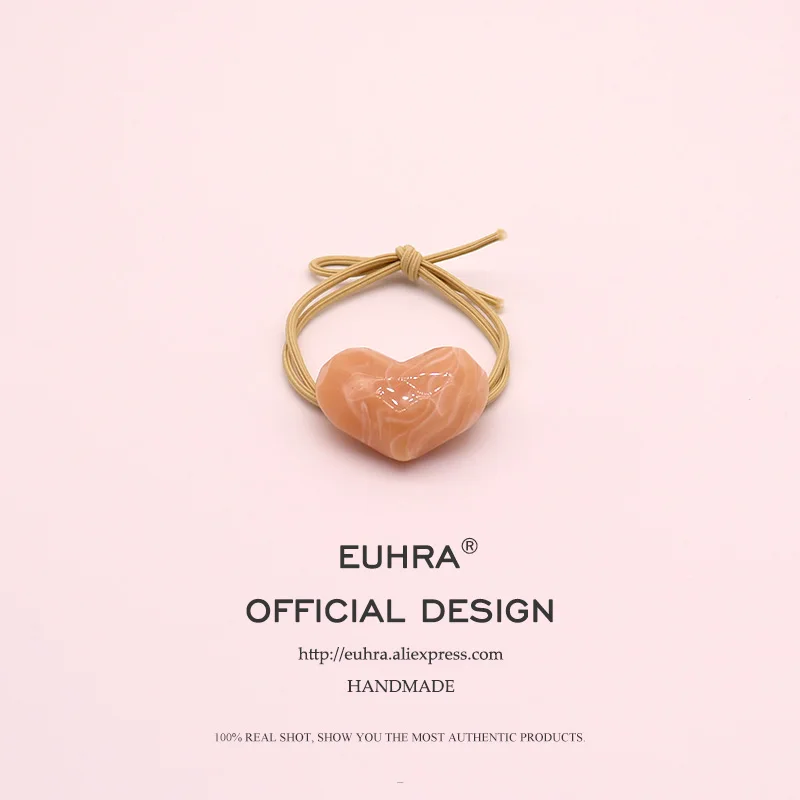 EUHRA, 5 цветов, милая форма, сердце, любовь, текстурированная резинка, резина, для женщин, эластичные резинки для волос, Детские резинки, высокая эластичность - Цвет: Color 1