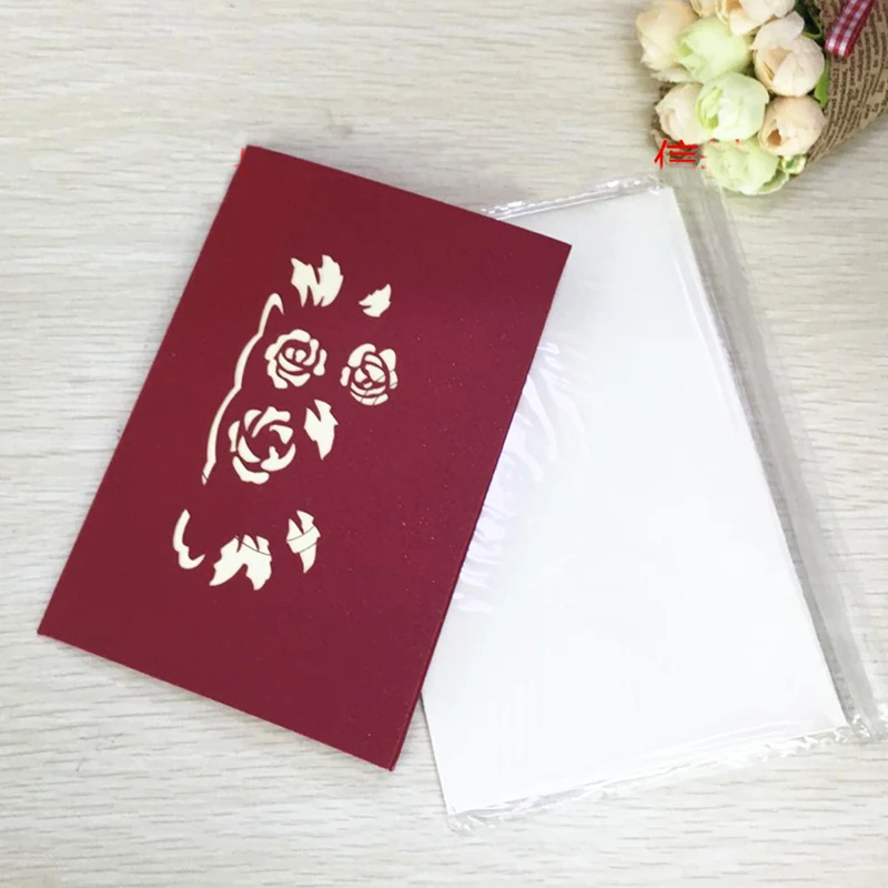 1pcs Flower Baskets Laser Cut Kirigami 3D Pop UP Greeting & Gift DIY Cards Handmade Creative Thanksgiving Day Birthday Gifts