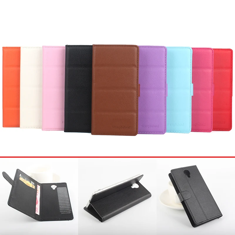

For Homtom HT7 Phone Case Folio Flip Pure Color Lichee Pattern PU Leather Wallet Case Cover Cash/Card Slots sanheng