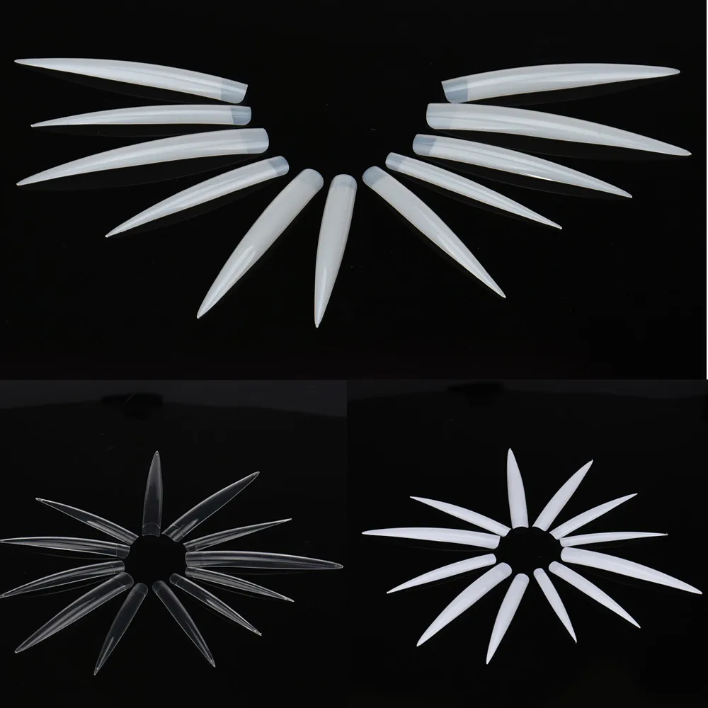 

120 Pcs fLong Stiletto Claw Nail Tips False Pointy Nails Sharp Spike Nail Polish Gel Manicure Nails Art Decorations Tool