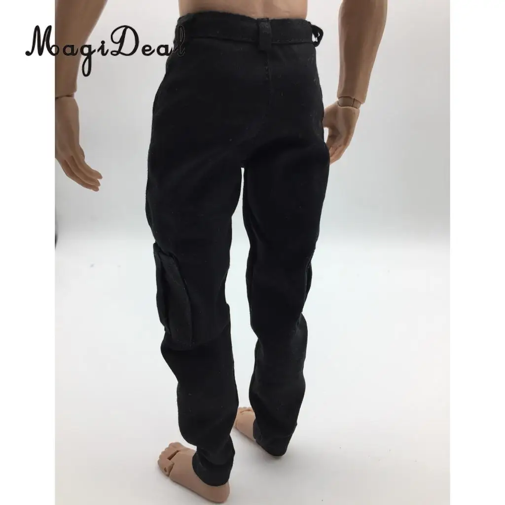 MagiDeal 1/6 Scale Mens Black Casual Pants Trousers for 12 Inch Male Action Figure Body   Dolls Accs