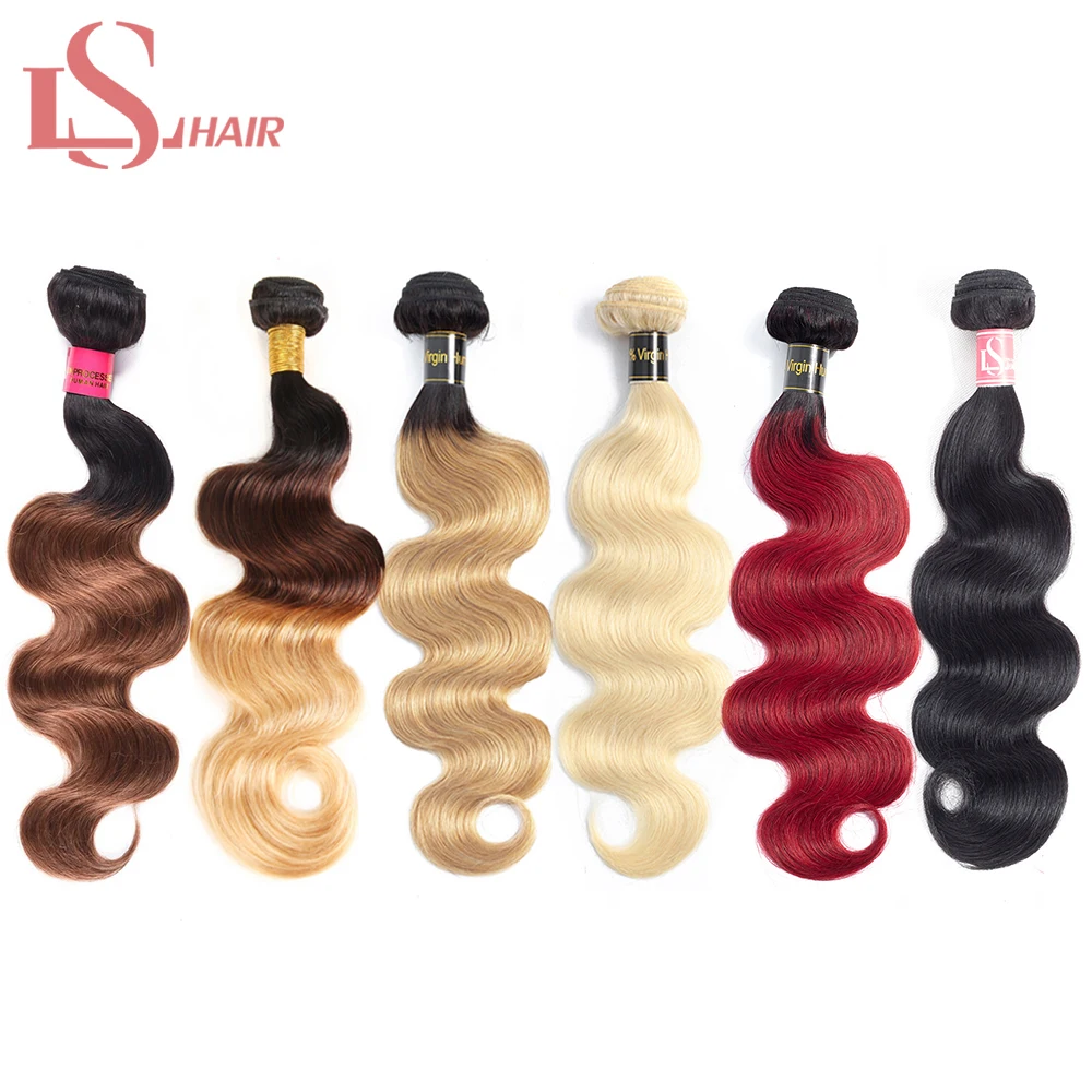 

LS Hair Brazilian Body Wave Hair Extensions Human Hair Bundles Remy 1 Pc Deal Can Buy 3 or 4 Bundles Ombre Blonde Bundles