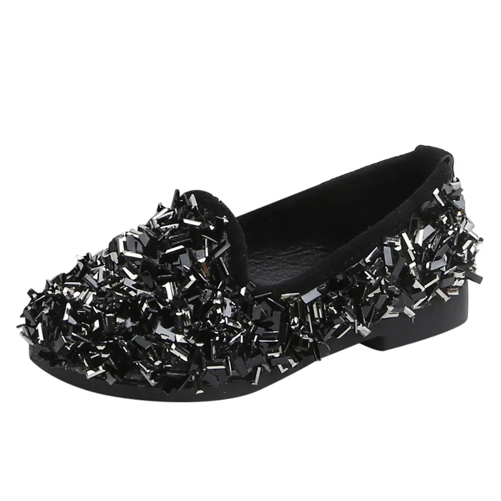 Обувь для маленьких девочек; коллекция года; сезон осень; модные вечерние туфли с бантом и стразами; Повседневная обувь принцессы; лоферы; chaussures enfant - Цвет: Черный