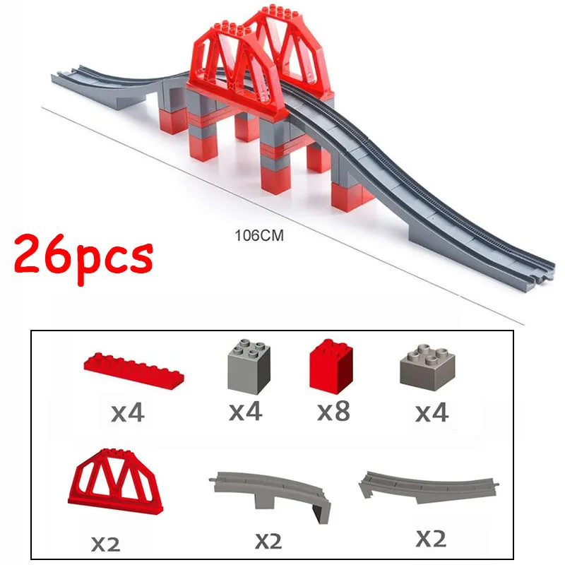GOROCK Duplo игрушки поезд трек мост Строительные блоки Набор для детей творческие Кирпичи совместимы с Duploe 3774 DIY трек игрушки - Цвет: Train Track Bridge C