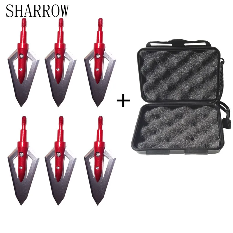 6Pcs 110 Grain Arrowheads Point Tips with Arrow Box Bow 2 Blades Steel Arrow Head Screw Broadhead Outdoor Shooting Accessories 6Pcs 110 Grain Arrowheads Point Tips with Arrow Box Bow 2 Blades Steel Arrow Head Screw Broadhead Outdoor Shooting Accessories