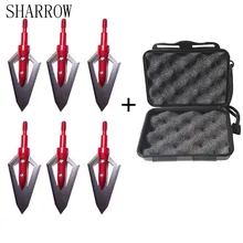 6Pcs 110 Grain Arrowheads Point Tips with Arrow Box Bow 2 Blades Steel Arrow Head Screw Broadhead Outdoor Shooting Accessories