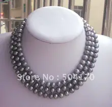 ¡ Promoción! 51 pulgadas 8-9mm Gris Perla de Agua Dulce Collar de La Manera Larga Gris Perla de La Joyería El Envío Libre FP320