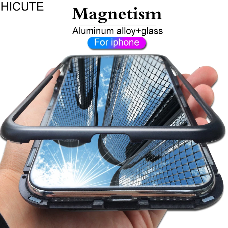 

For iPhone 8 case for iPhoneX glass case for iphone 7 8 Plus X case Luxury glass Back Cover For iphone X case Built-in Magnetic