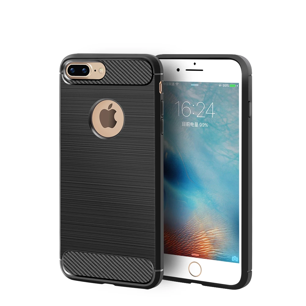 cheap TPU Case For iPhone X 7 8 6 6S Plus Carbon Fiber phone case Anti knock Full coverage back case for Apple iPhone 5 5S SE