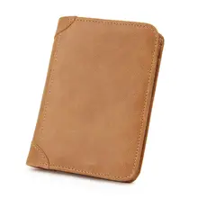 Genuine Leather Men’s Wallets Cowhide Purse Vintage Short RFID Blocking Bag Card Holder Small Clutch Character Wallet Male Pouch
