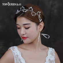 TOPQUEEN HP94 свадебные аксессуары для волос для свадьбы тиару повязка на голову для невесты Головные уборы с украшением в виде кристаллов свадебная диадема свадебный головной убор