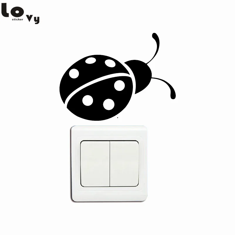 

Cute Beatle Light Switch Sticker Cartoon Animal Vinyl Wall Sticker for Kids Room Bedroom Home Decor