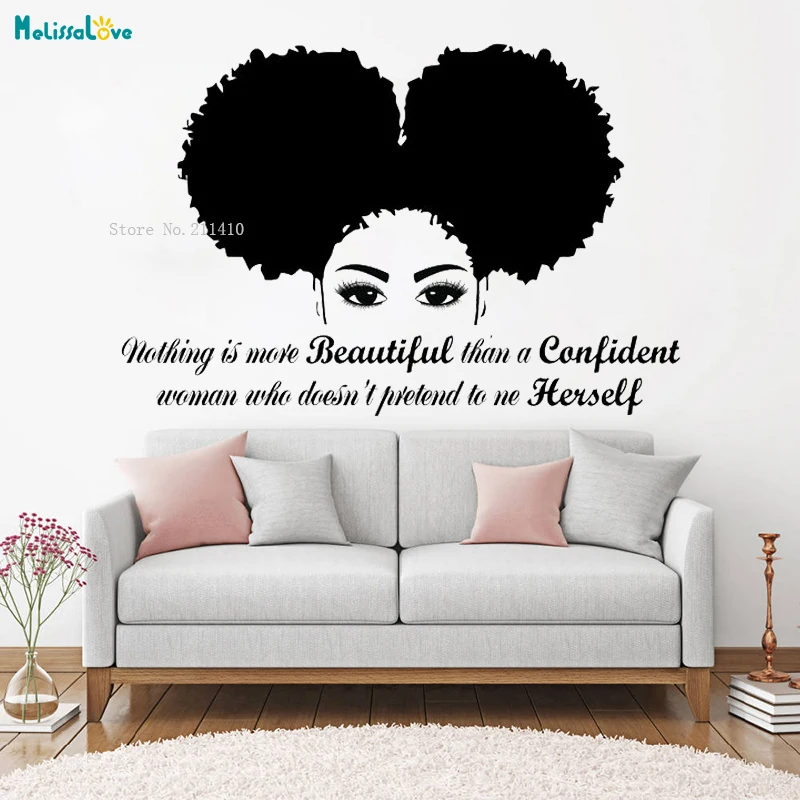 African Woman Wall Sticker Beauty Salon Face Afro American Girls Thing