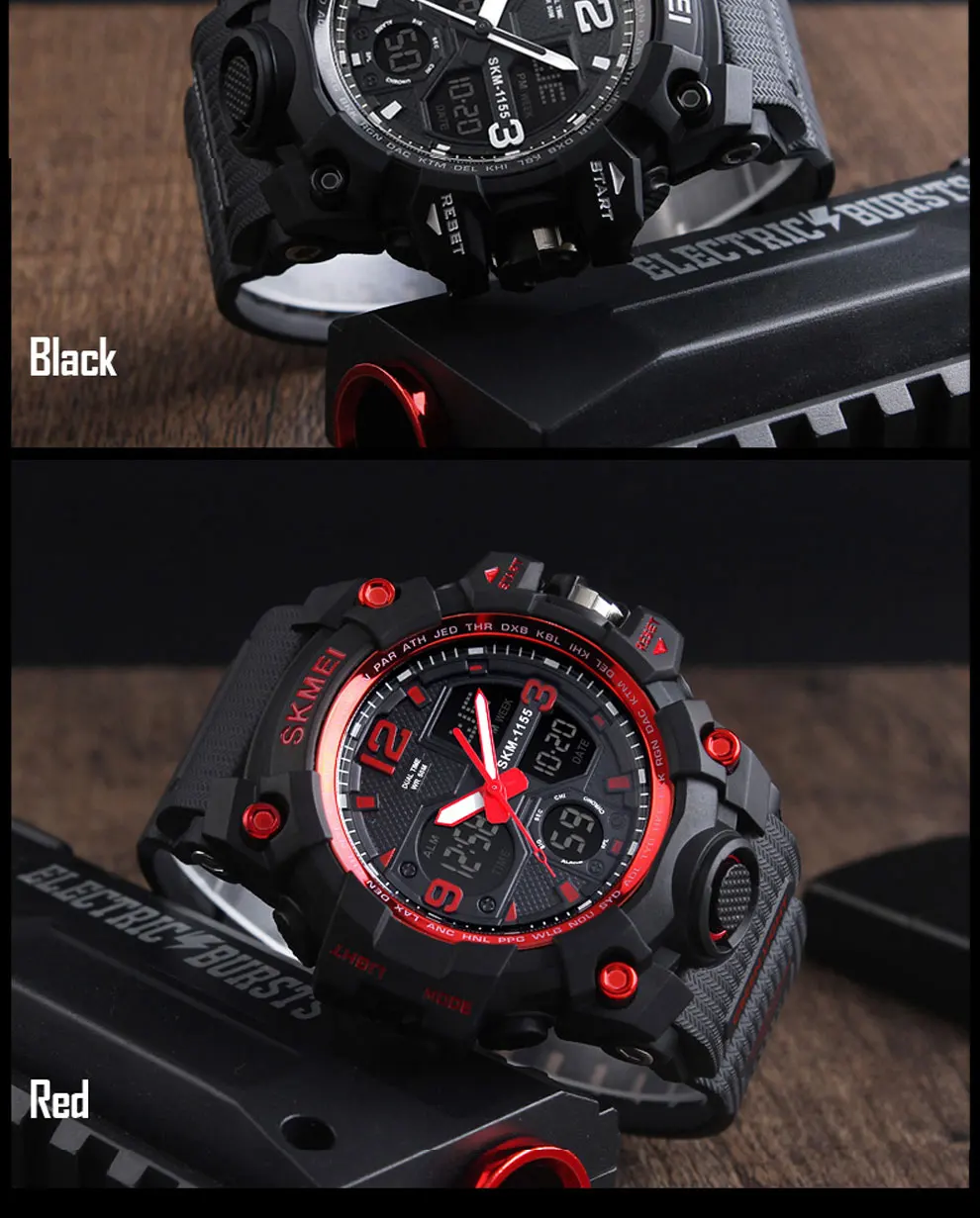 SKMEI Brand Luxury Military Sports Watches Men Quartz Analog LED Digital Clock Man Waterproof Dual Display Wristwatches Relogio