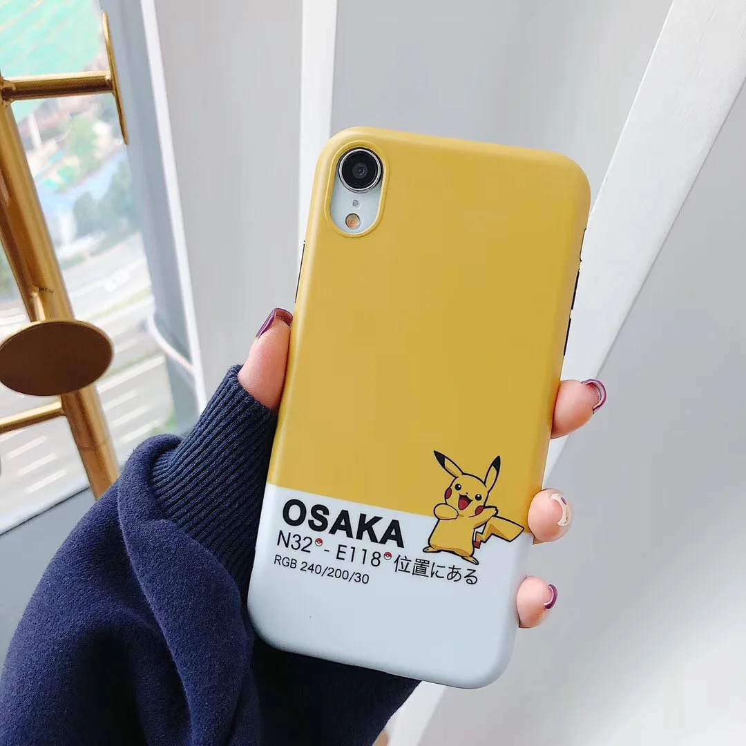

Cute Cartoon Pocket Monsters Pokemons Pikachue Phone Case For iPhone XS MAX XR 6 6s 7 8 Plus Letter silicone back Cover Fundas