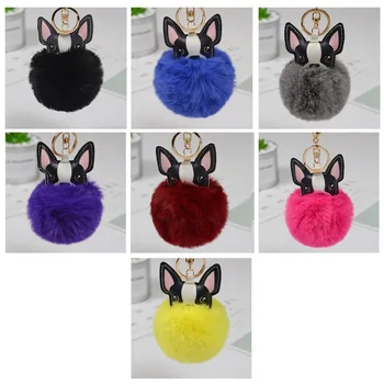 

Charming Lovely Dog Fur Ball Keychain Bag Universal Plush Car Key Ring Charm Handbag Pendant Keyring Gift for Purse Hot