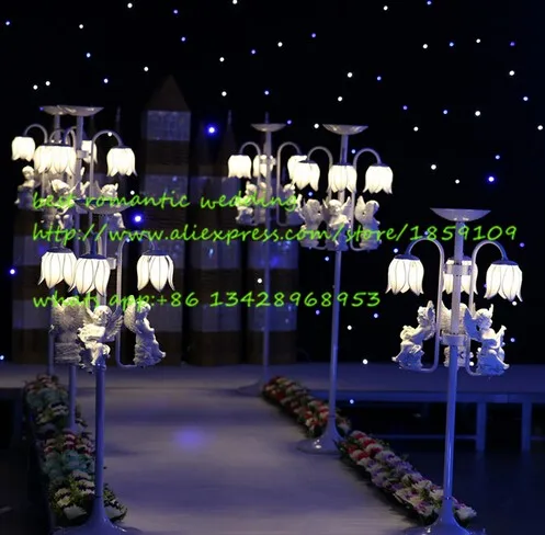 little angle with flower design lights wedding pillars 02