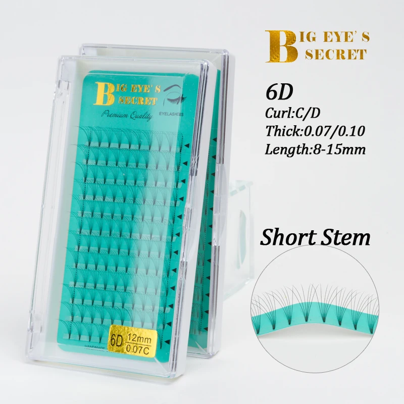 Big eye's secret 6D short stem lashes pre made volume fans false