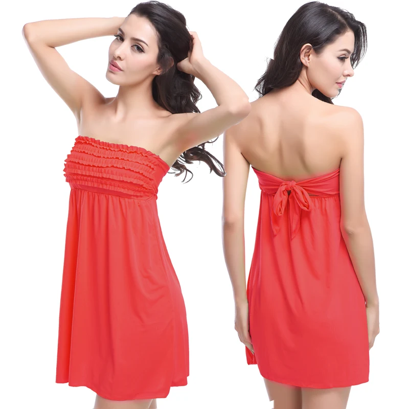 

New Arrival mini Ruffled Top tied Back Feminine Beach dress 2018 Hot Sexy Bathing suit Cover Ups