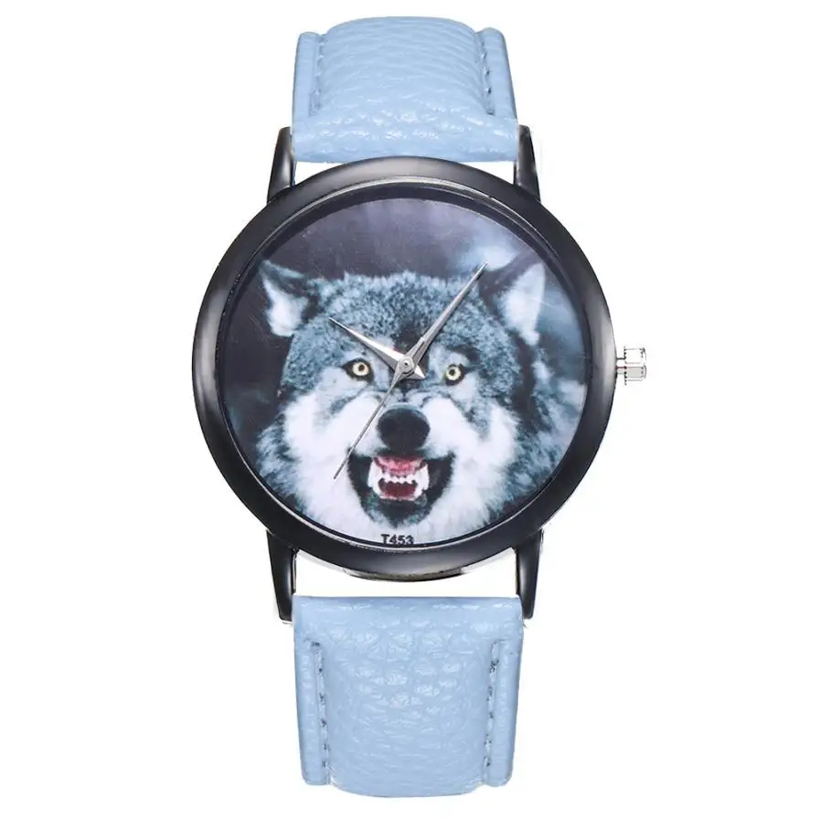 Wolf Unisex Beautiful Ladies WristWatch Fashion Simple Temperament Business Stainless Steel Souvenir gift hand clock#D - Цвет: Light blue