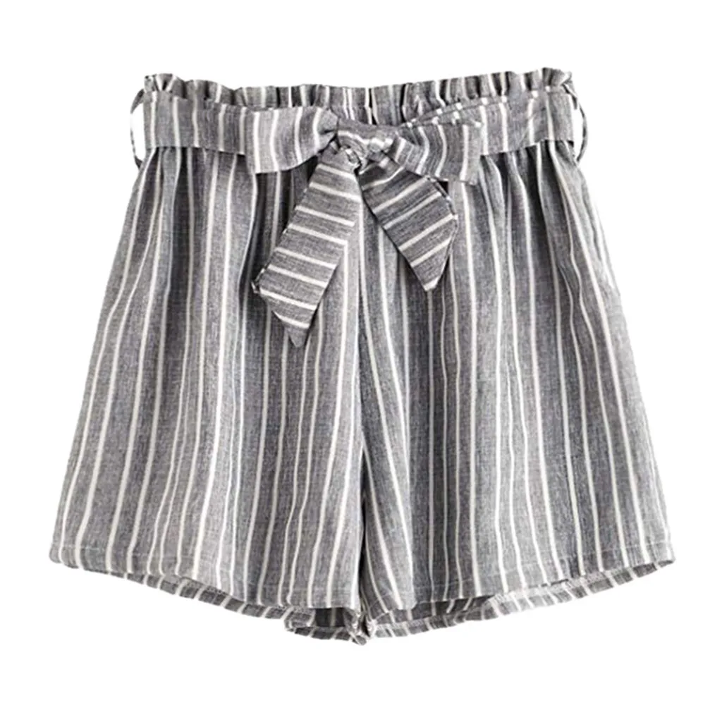

Women shorts high waist Summer Striped women shorts Elastic Waist girls shorts bow casual female Panties fashion 2019#G6