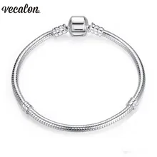 Модный браслет с бусинами, 925 пробы, серебряная цепочка-змейка, браслет и роскошные ювелирные изделия, 16-23 см, женский подарок