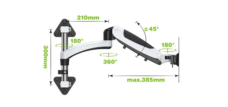 Resistente do Suporte da Montagem da Parede da Tevê do Monitor do Diodo Emissor de Luz do Movimento Completo da Mola de Gás Braço Diodo 9-16kgs 35 -55 do - Image 2