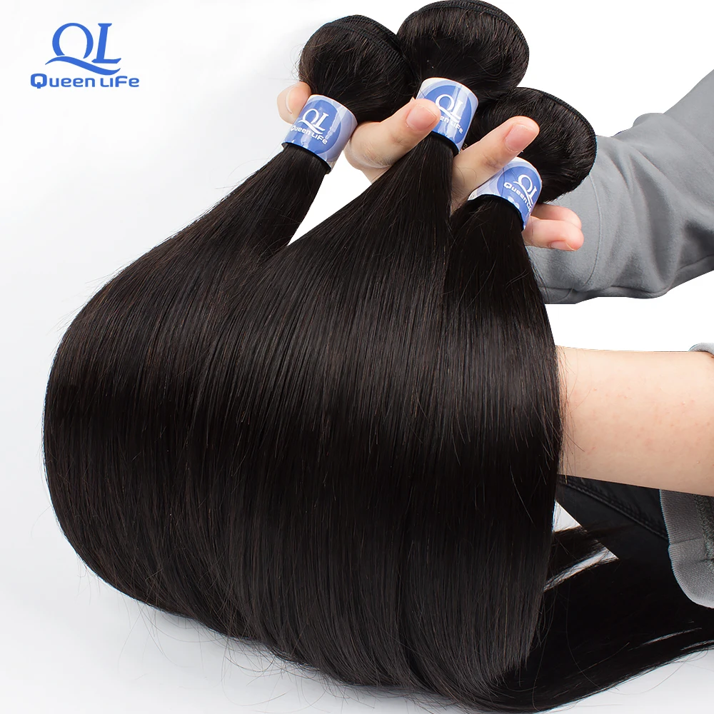 Queenlife 3 пряди прямые пряди для волос 8-30 34 36 38 дюймов Remy бразильские человеческие волосы