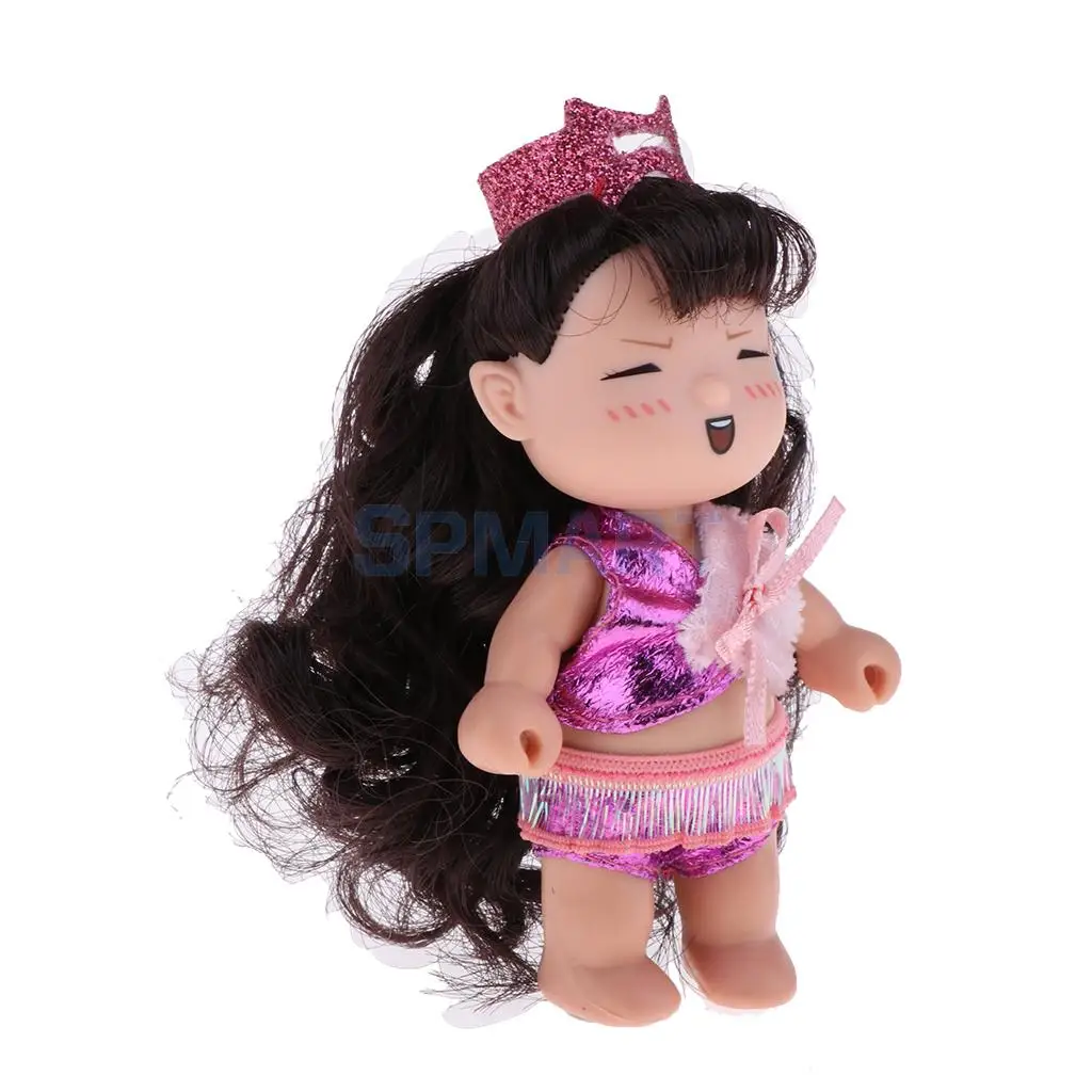 Soft Baby Dolls Toy Keychain Silicone Princess Mini Doll Miniature Dollhouse Kit with Clothes Christmas Birthday Festival Gift