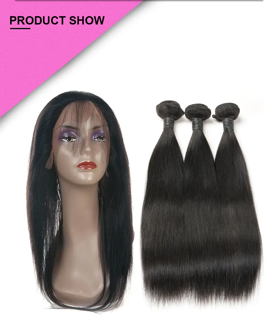 Hair Villa Remy Brazilian Straight Hair 360 Lace Frontal Closure With Bundles 2 3 Human Hair Bundles With Lace Frontal For Salon (3)