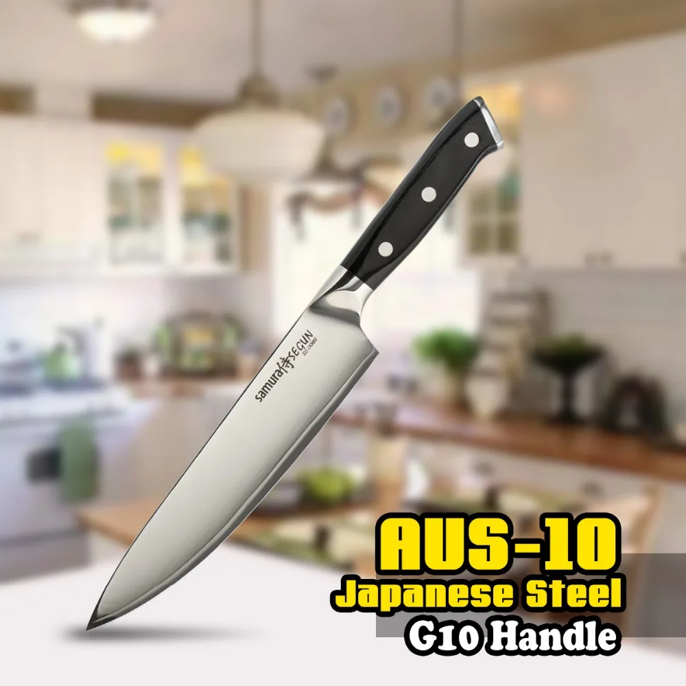Нож шеф повара из японской нержавеющей стали 3 слойный кухонный нож с черной