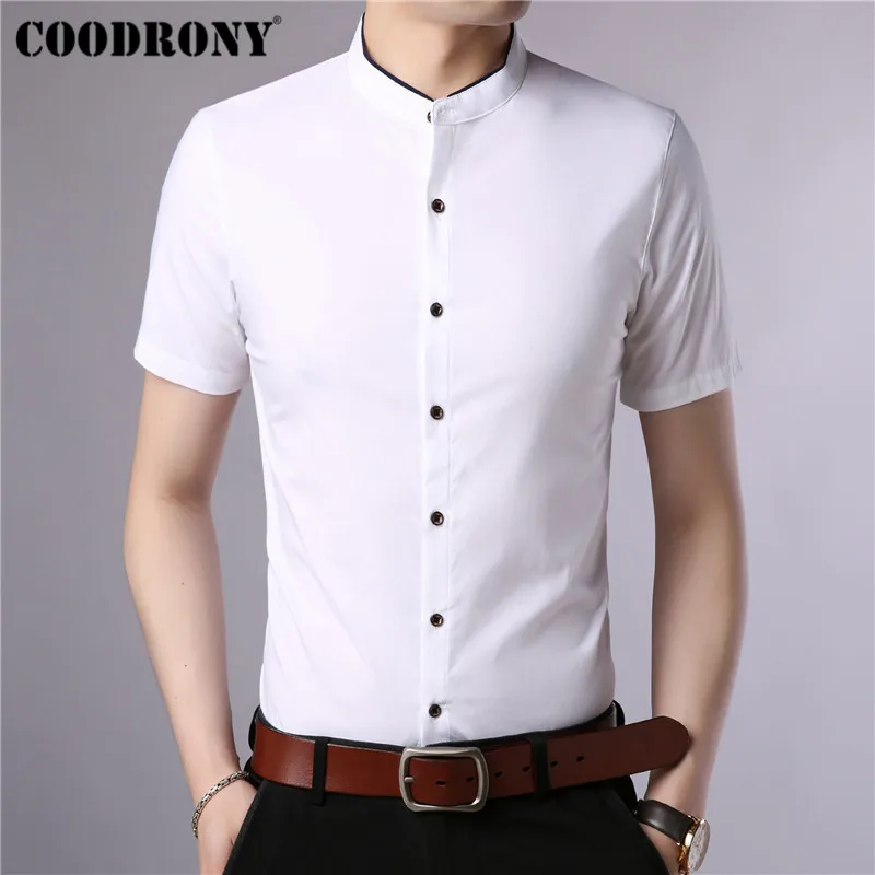 COODRONY Cotton Short Sleeve Men Shirt Summer Cool Shirt Men Chinese Style Mandarin Collar Business Casual Shirts Camisa S96017 COODRONY Cotton Short Sleeve Men Shirt Summer Cool Shirt Men Chinese Style Mandarin Collar Business Casual Shirts Camisa S96017