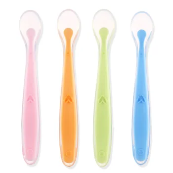 

Newborn 2pcs/set Silicone Baby Feeding Spoon Newborn Baby Spoons Safety Utensils Children Tableware Drop Shipping Wholesale