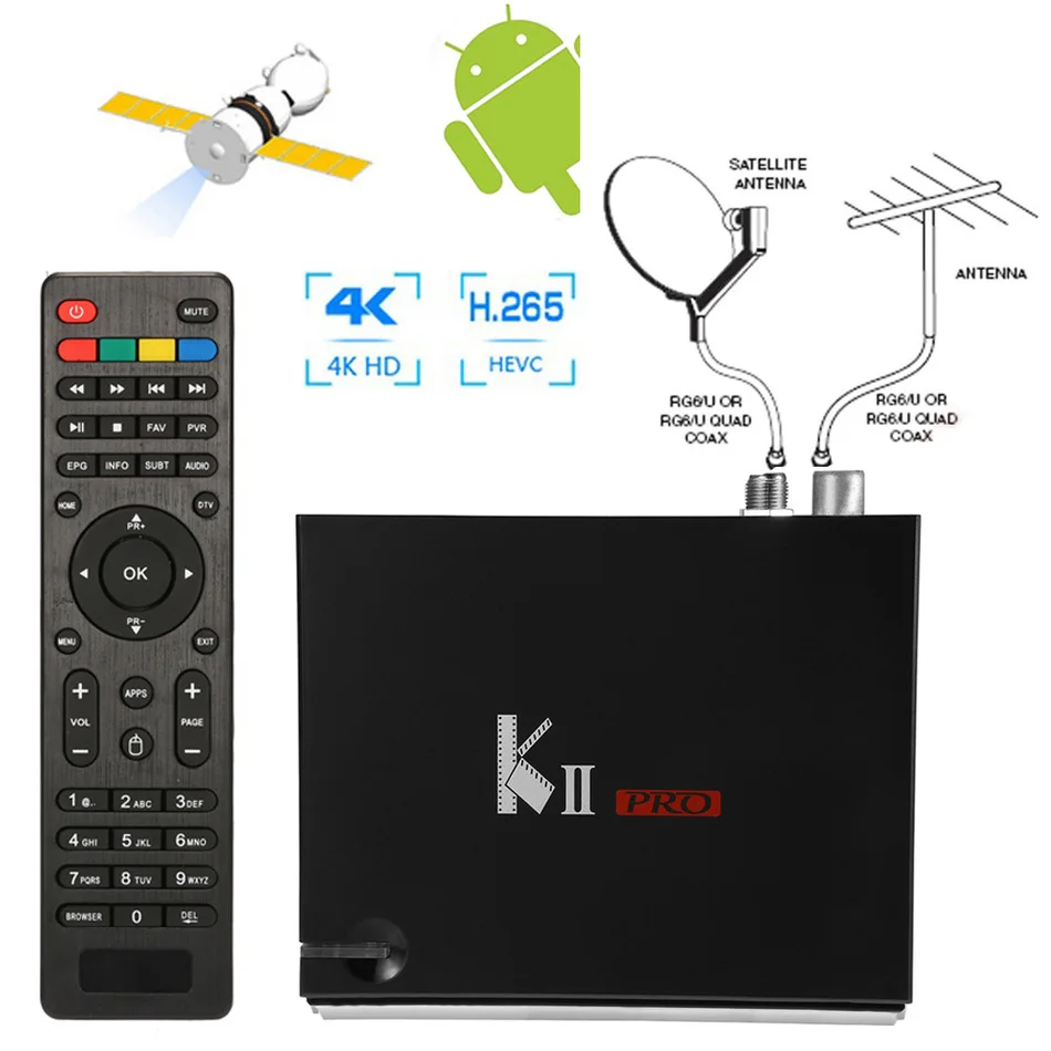 UHD 4K H 265 2GB RAM Android 5 1 DVB T2 DVB S2 Satellite font b