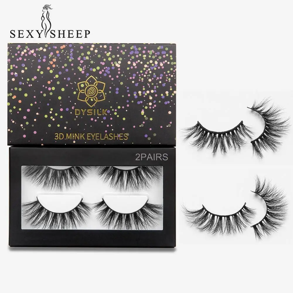 

3D Mink Eyelashes 100% Cruelty Free Lashes Handmade Natural Eye Lashes 2 Pairs Eyelash Extension Reusable False Lashes Makeup