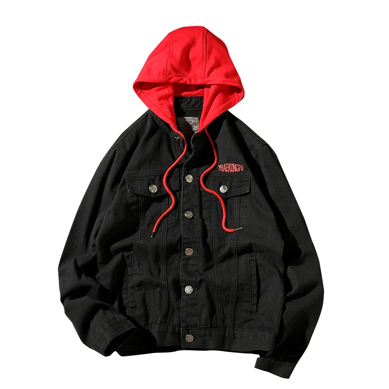 

Denim Jeans Jacket Men 2019 Spring Casual Fashion Mens Hooded Jackets Hip Pop mens jackets and coats Male Jacket Plus Size 2XL