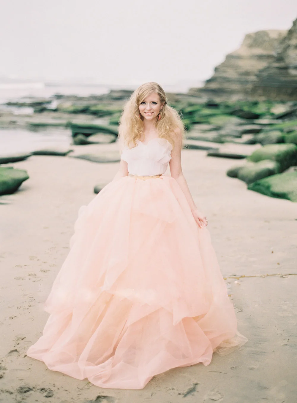 

Peach Color A line Wedding Dress 2016 novia Spaghetti Strap Sleeveless Floor Length Long Beach Wedding Gown Bridal Dress