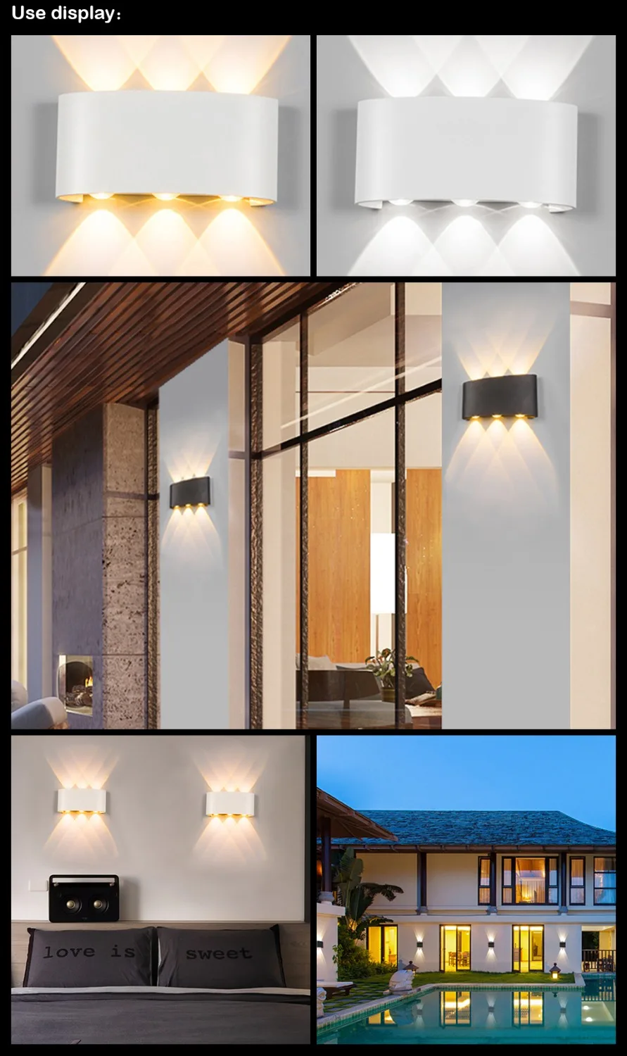 Скандинавское современное 6 Вт 8 Вт светодиодное зеркало освещение для помещений и улицы настенный водонепроницаемый вверх вниз настенная лампа для балкона Ванная Комната Патио освещение