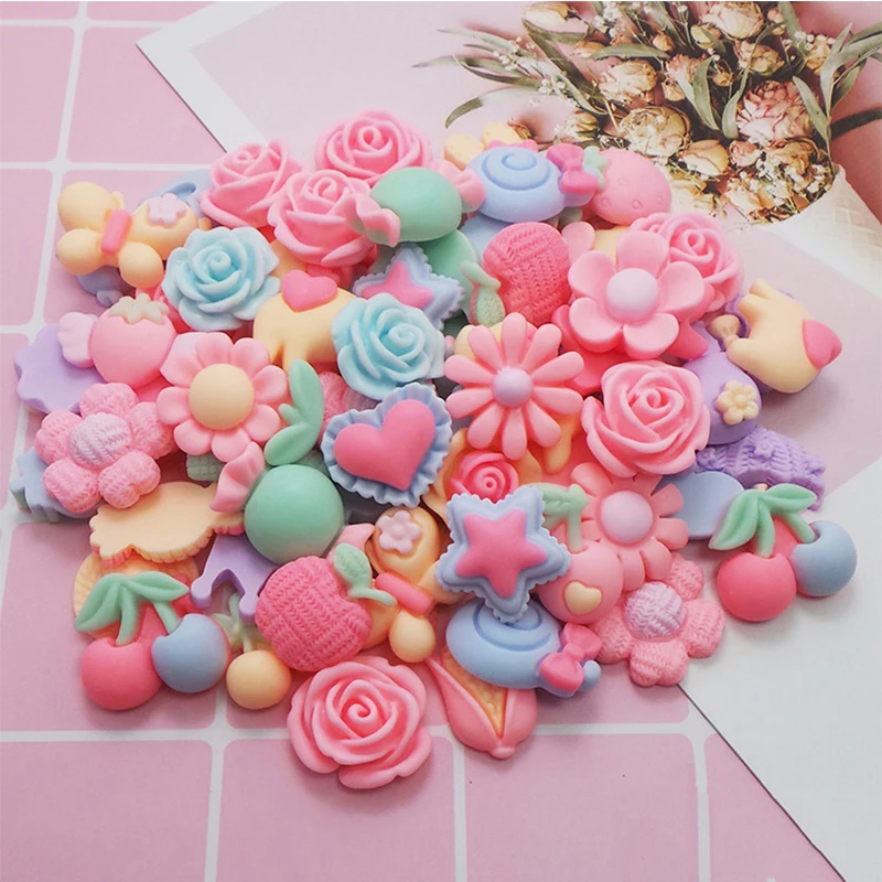 

50pcs Cartoon DIY Handmade Ring Hair with Accessory Creative Flower Animal Jewelry Making Children's Jewelry Accessories