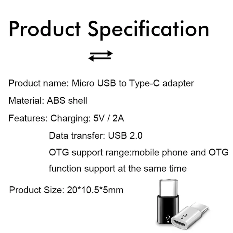 Адаптер Ascromy 100 шт. Type C для Micro USB Xiaomi Mi 8 A2 Mix 3 Mi8 Huawei P20 Honor 10 Pocophone F1