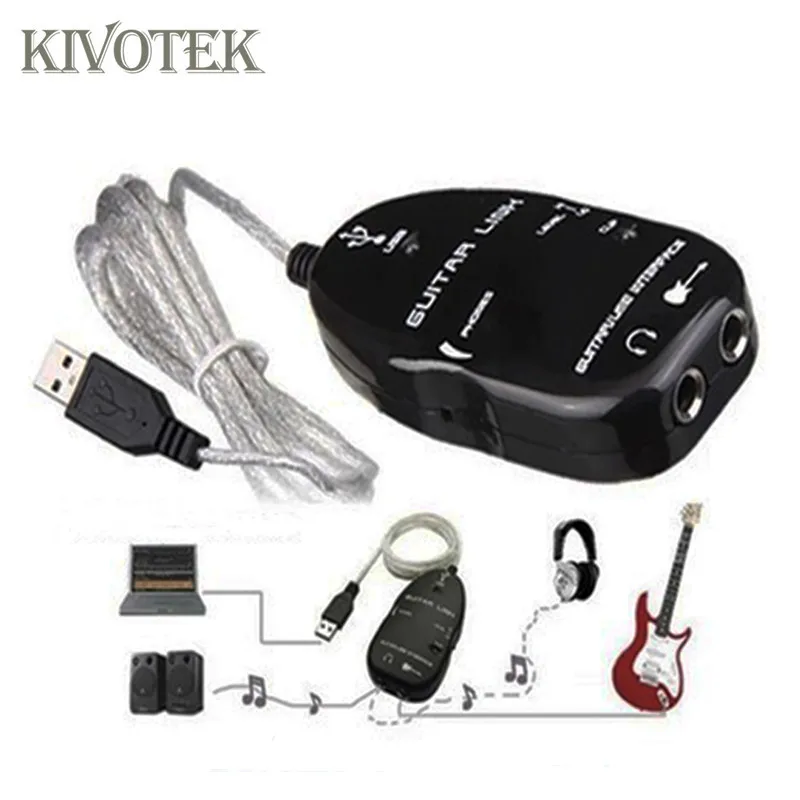 

Guitar to USB Converter Interface Link Cable Adapter MACPC Recording CD For Electronic Drum Electric Box Audio Free Shipping